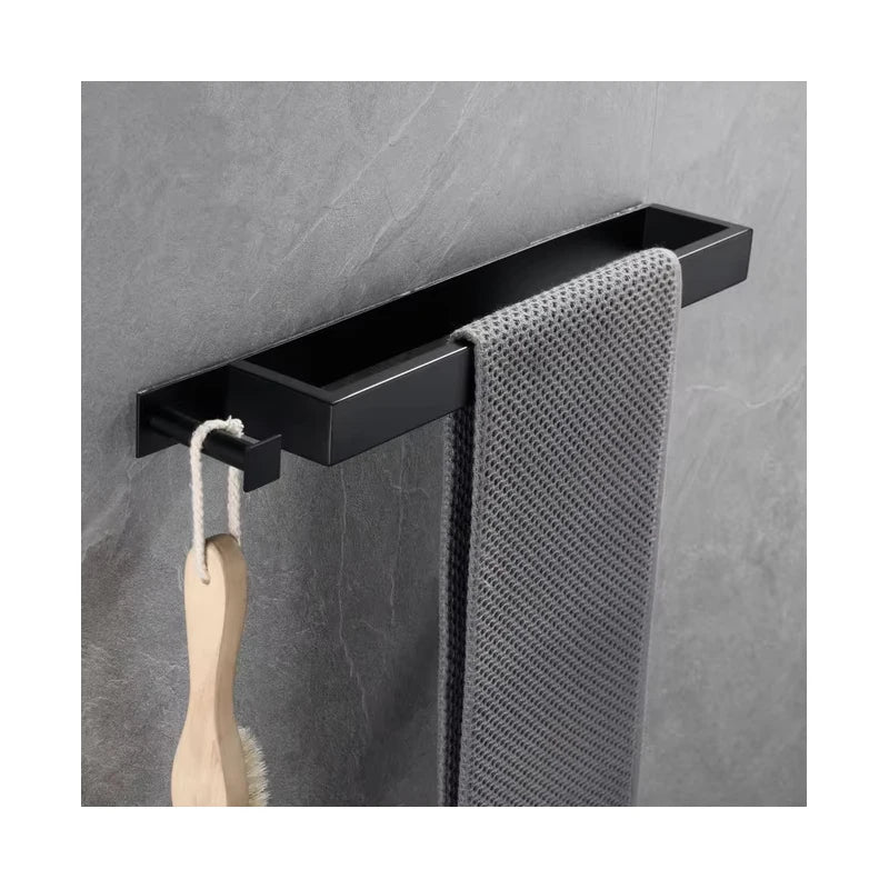 Wall Mounted Black Towel Bar