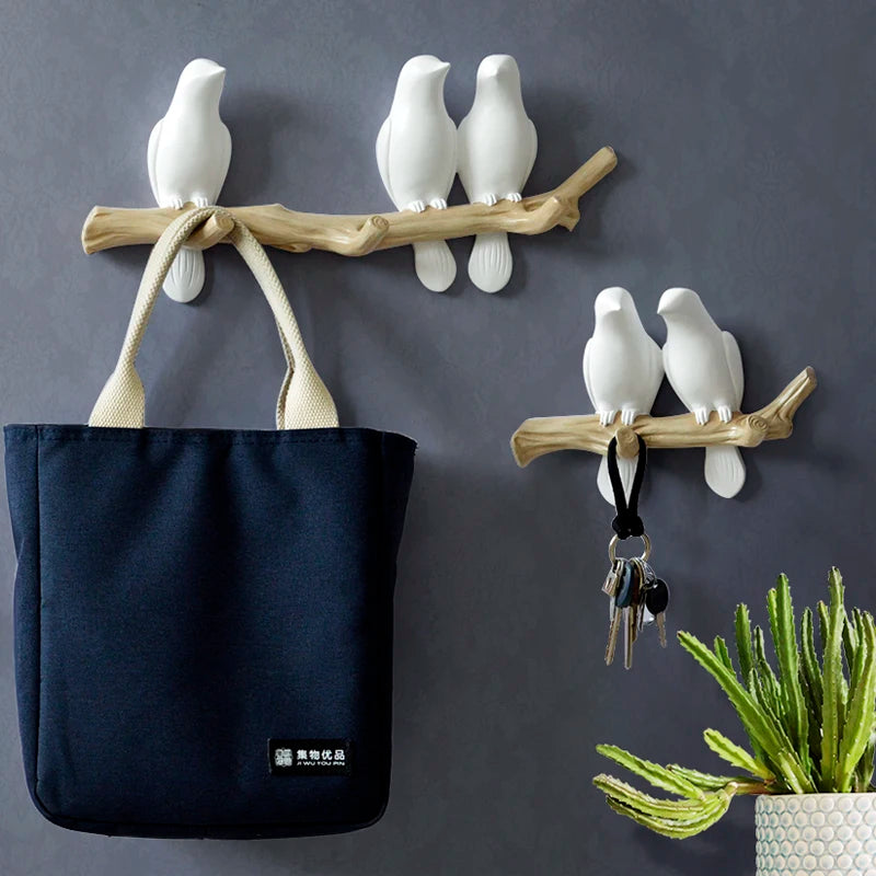 Decorative Bird Wall Hooks – White 1bird
