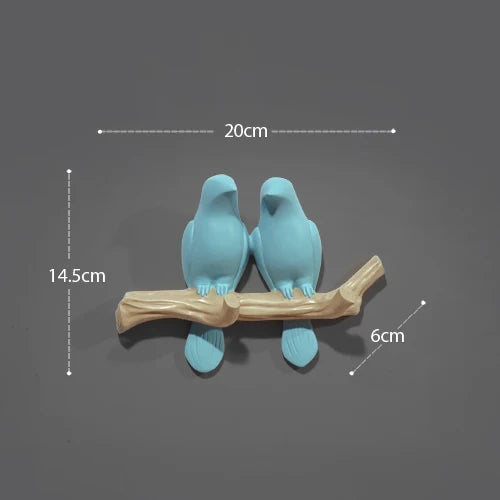 Decorative Bird Wall Hooks – Texture blue 4 bird2