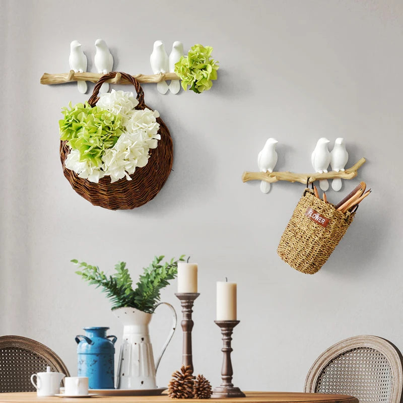 Decorative Bird Wall Hooks – White 2 birds