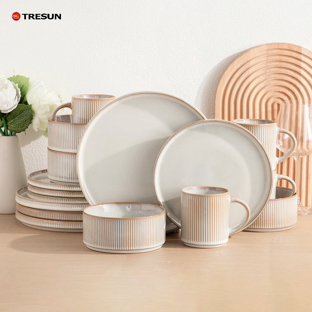 16-Piece Reactive Glaze Stoneware Dinnerware Set