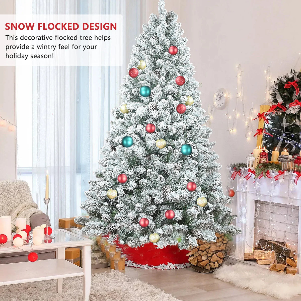 7-Foot Pre-Lit Snowy Artificial Christmas Tree