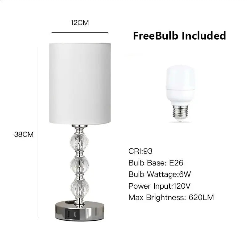 Crystal-Style Touch-Control Table Lamp