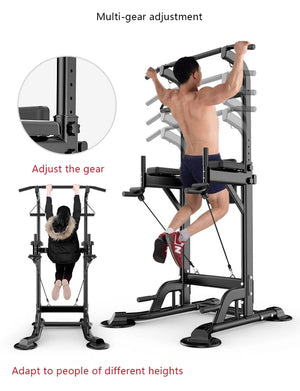 Adjustable Home Gym Pull-Up Station with Bench and Rack