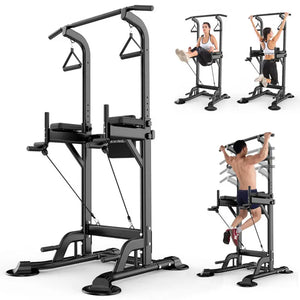 Adjustable Home Gym Pull-Up Station with Bench and Rack