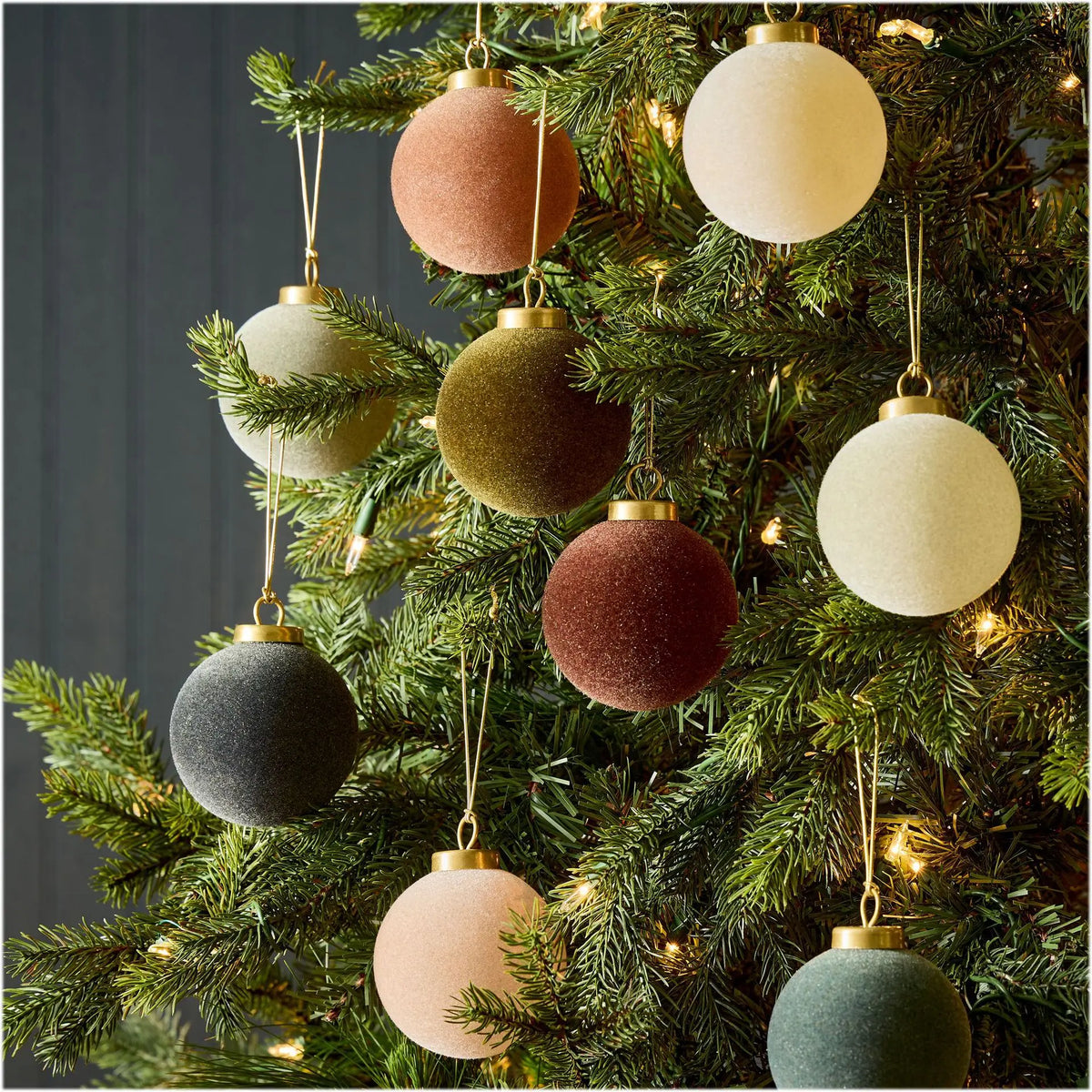 9-Piece Flocked Christmas Ball Ornament Set