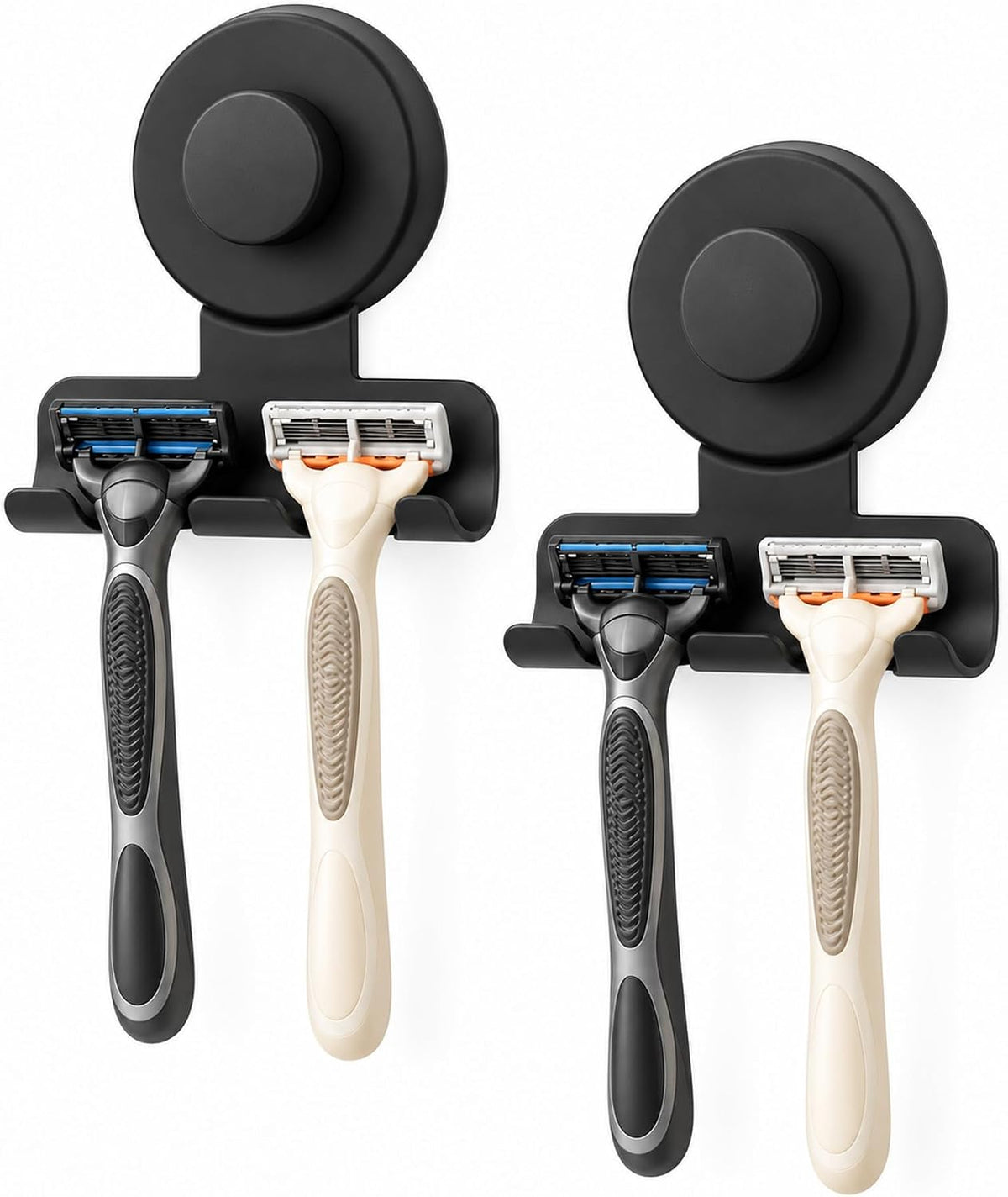 Matte Black Suction Razor Holder – No-Drill Shower Hook