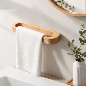 Wall-Mounted Wooden Towel Rack with Shelf – wood