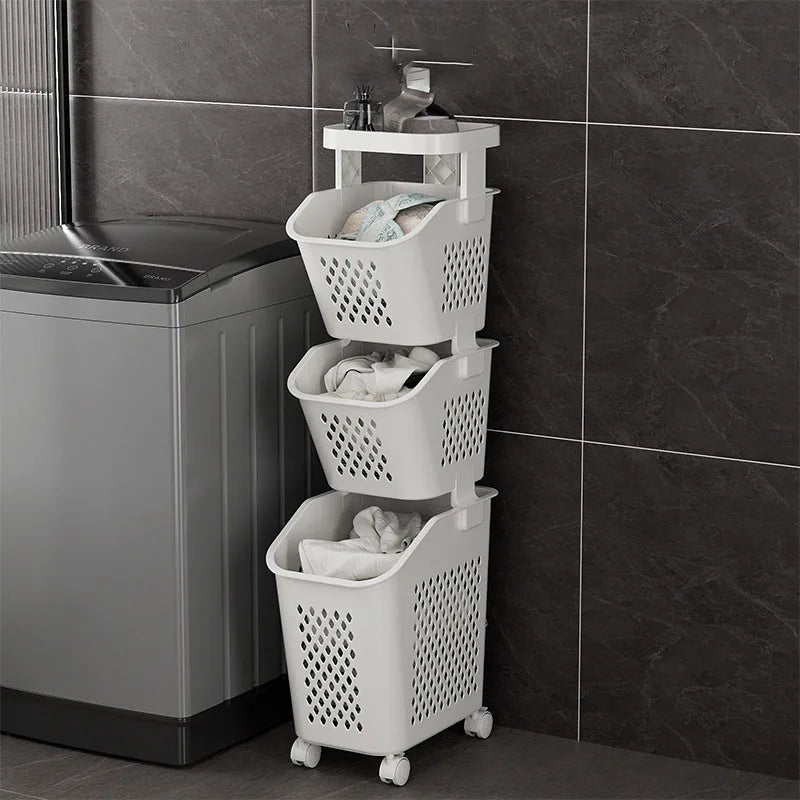 Rolling 3-Tier Laundry Sorter – 1 layer