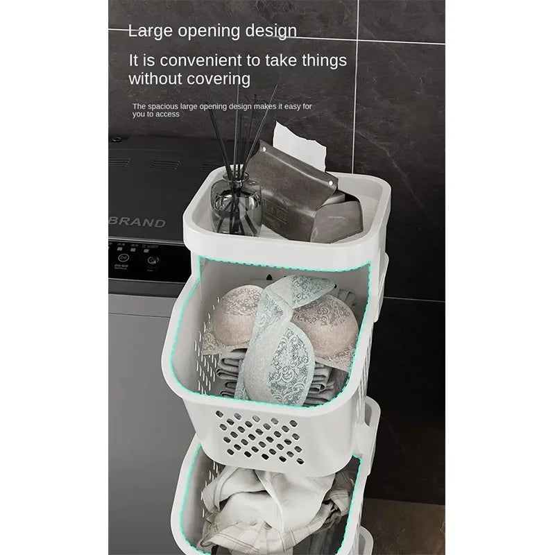 Rolling 3-Tier Laundry Sorter – alternate view