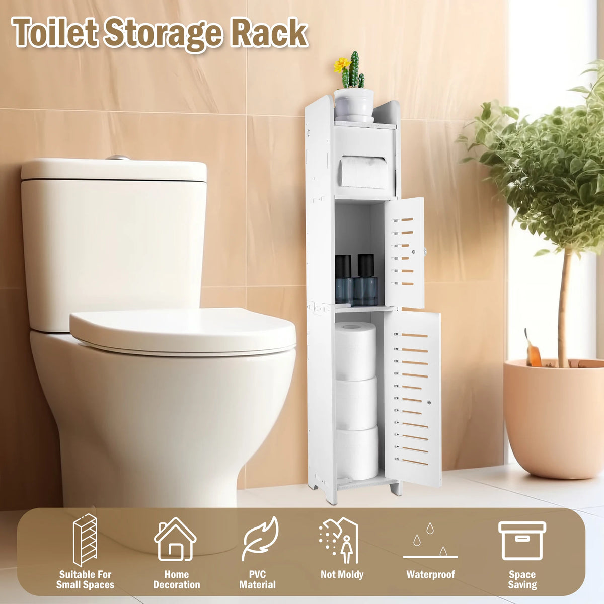 Slim Floor-to-Ceiling Bathroom Storage Cabinet – alternate view