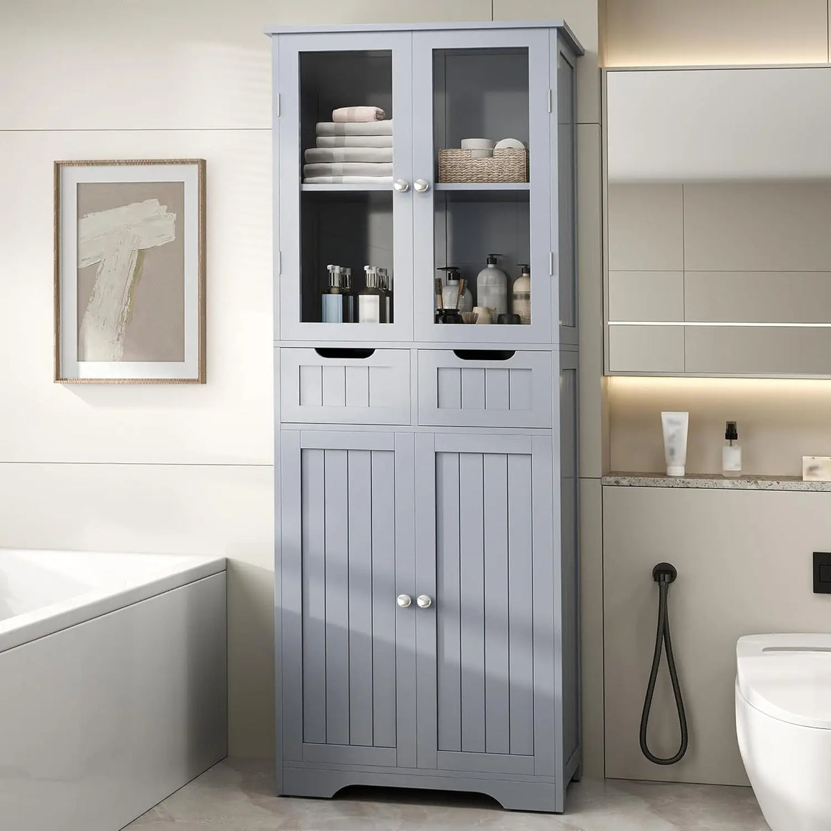 67-Inch Freestanding Bathroom Storage Cabinet – alternate view