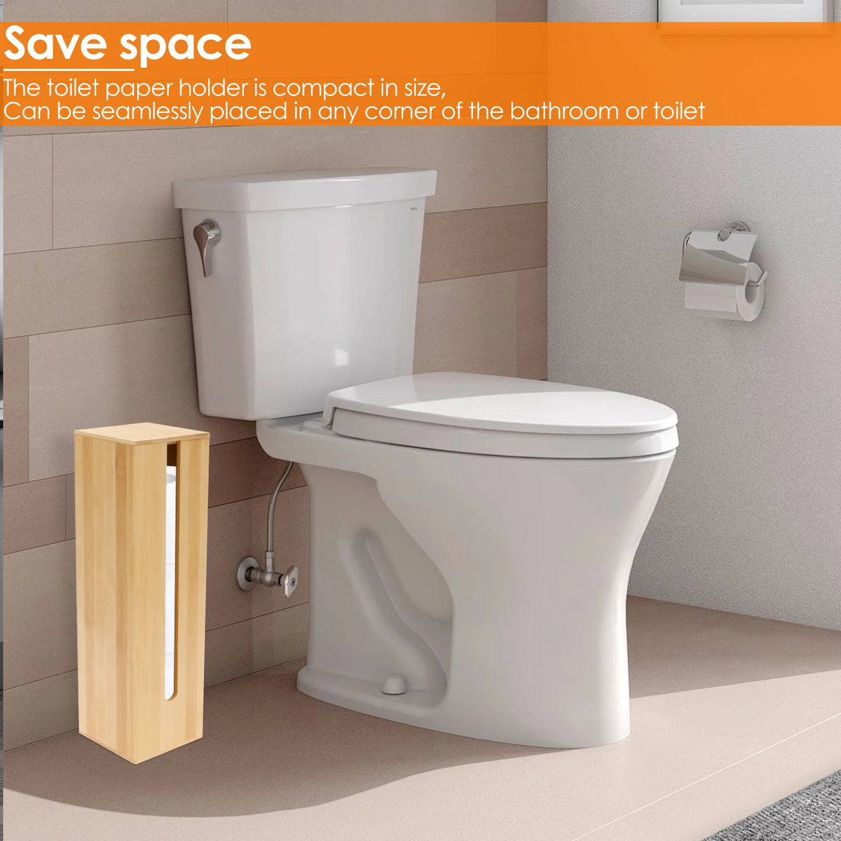 Wooden Toilet Paper Storage Box with Lid – alternate view