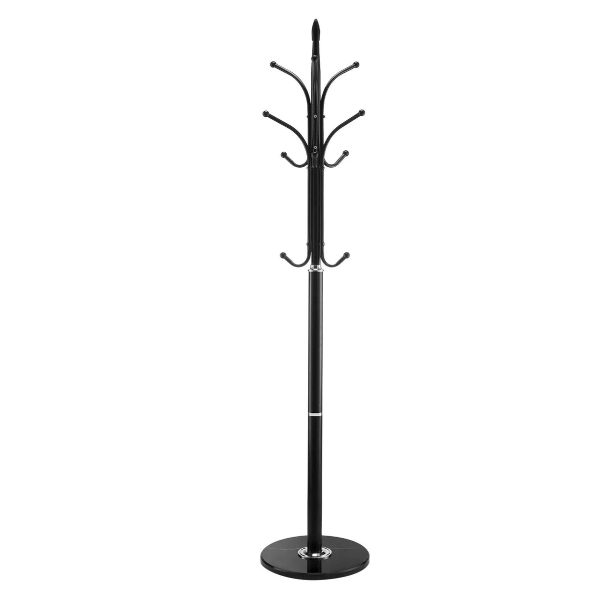 Marble Base Freestanding Coat Rack with 6 Hooks for Stable Clothing Organization