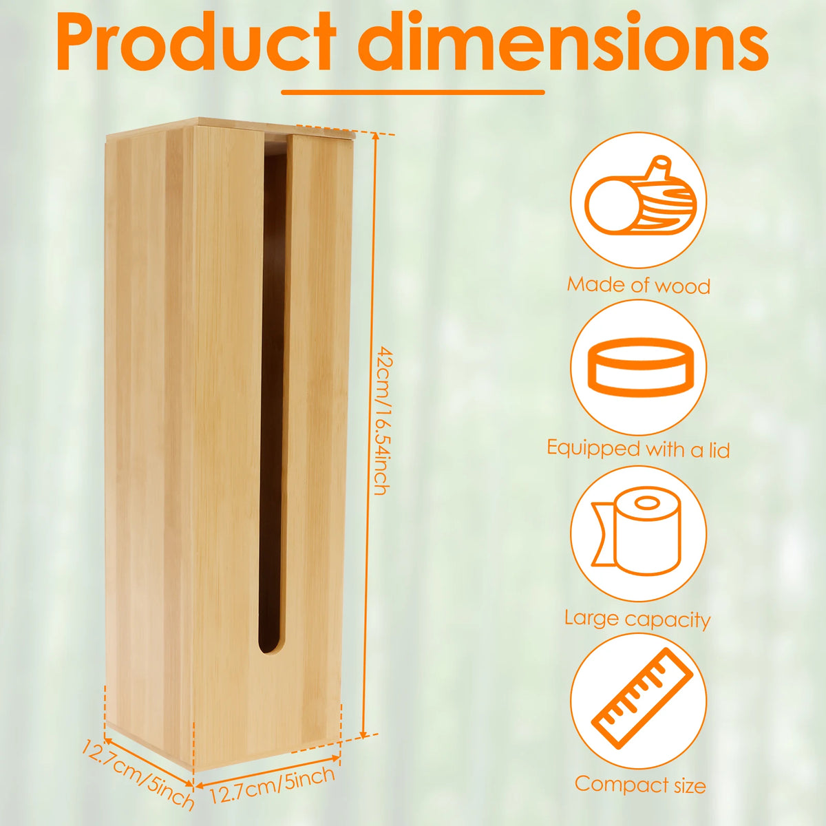 Wooden Toilet Paper Storage Box with Lid – alternate view