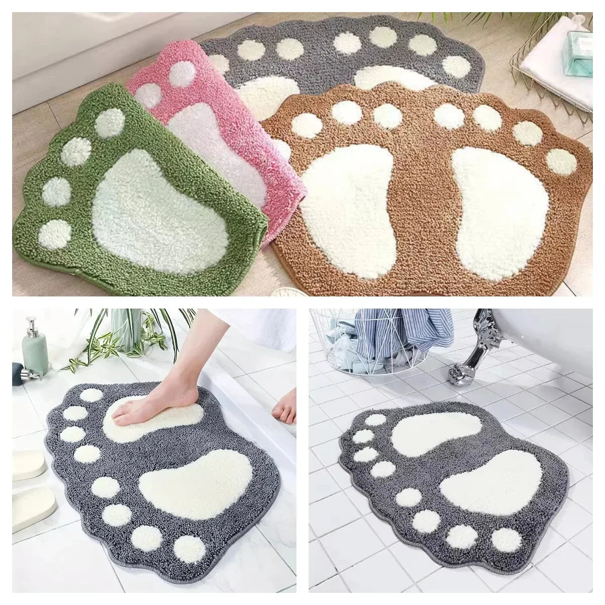 Absorbent Non-Slip Microfiber Bath Mat – Gray