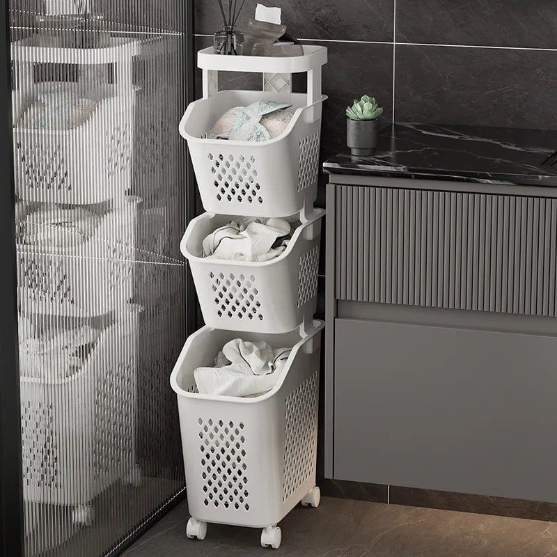 Rolling 3-Tier Laundry Sorter – alternate view