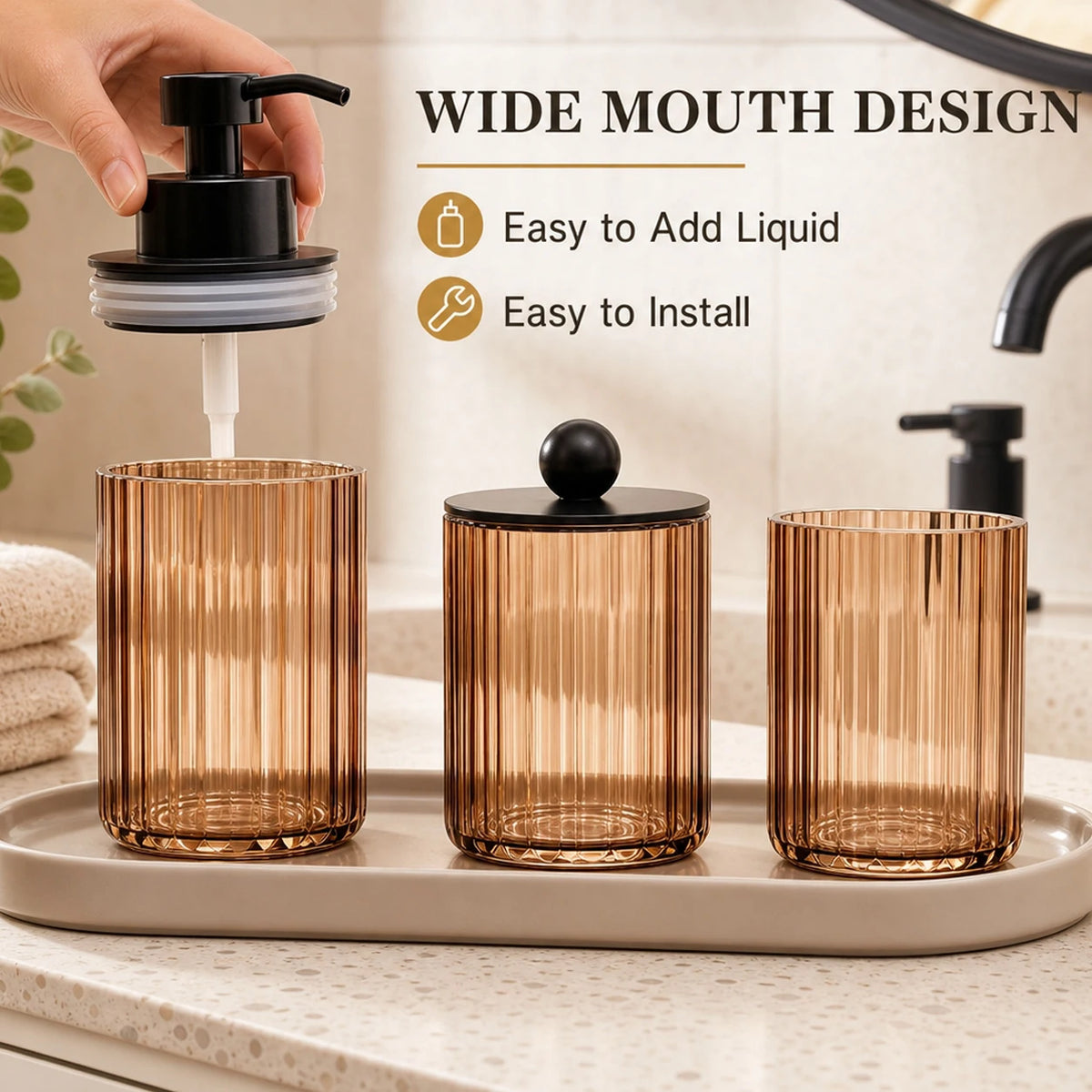 3-Piece Bathroom Countertop Accessory Set – alternate view