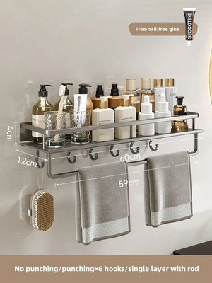 No-Drill Wall-Mounted Bathroom Shelf – alternate view