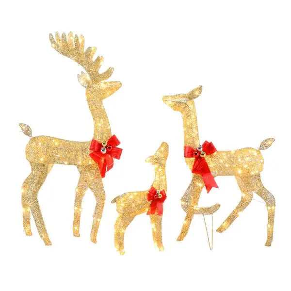 3pcs  Family Elk Golden Iron Frame