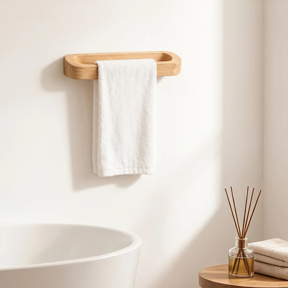 Wall-Mounted Wooden Towel Rack with Shelf – alternate view