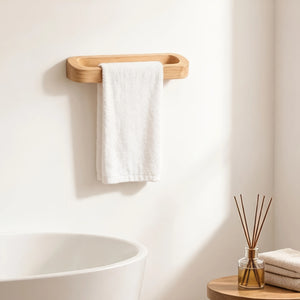 Wall-Mounted Wooden Towel Rack with Shelf – alternate view