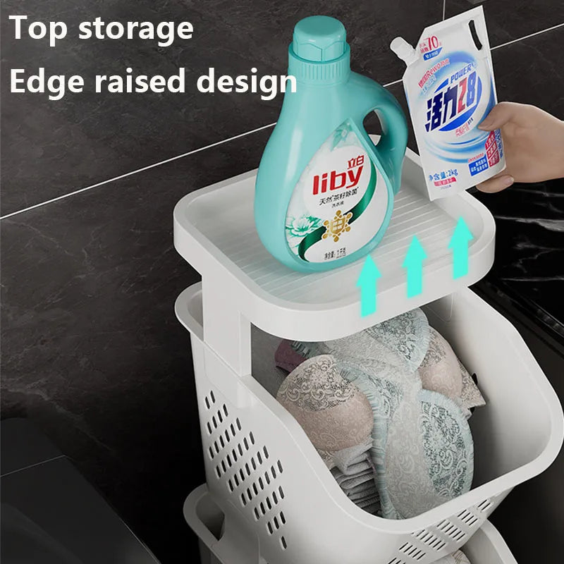 Rolling 3-Tier Laundry Sorter – alternate view