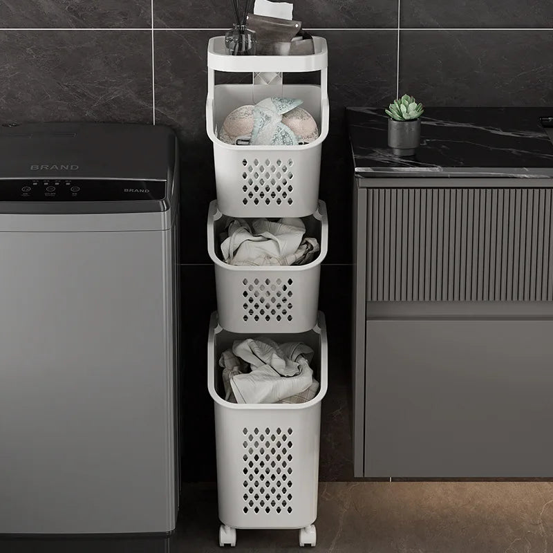 Rolling 3-Tier Laundry Sorter – alternate view