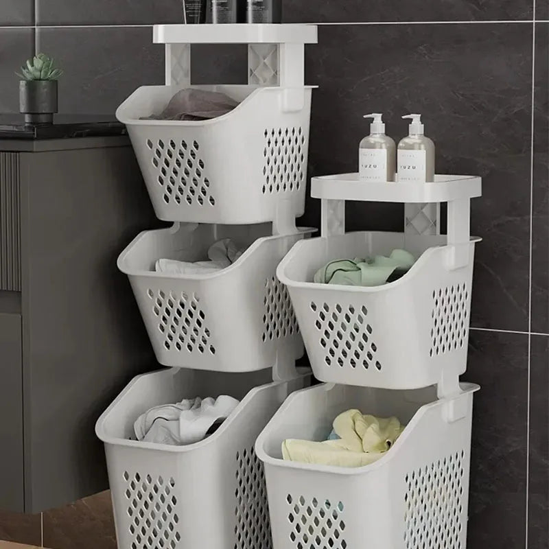 Rolling 3-Tier Laundry Sorter – alternate view
