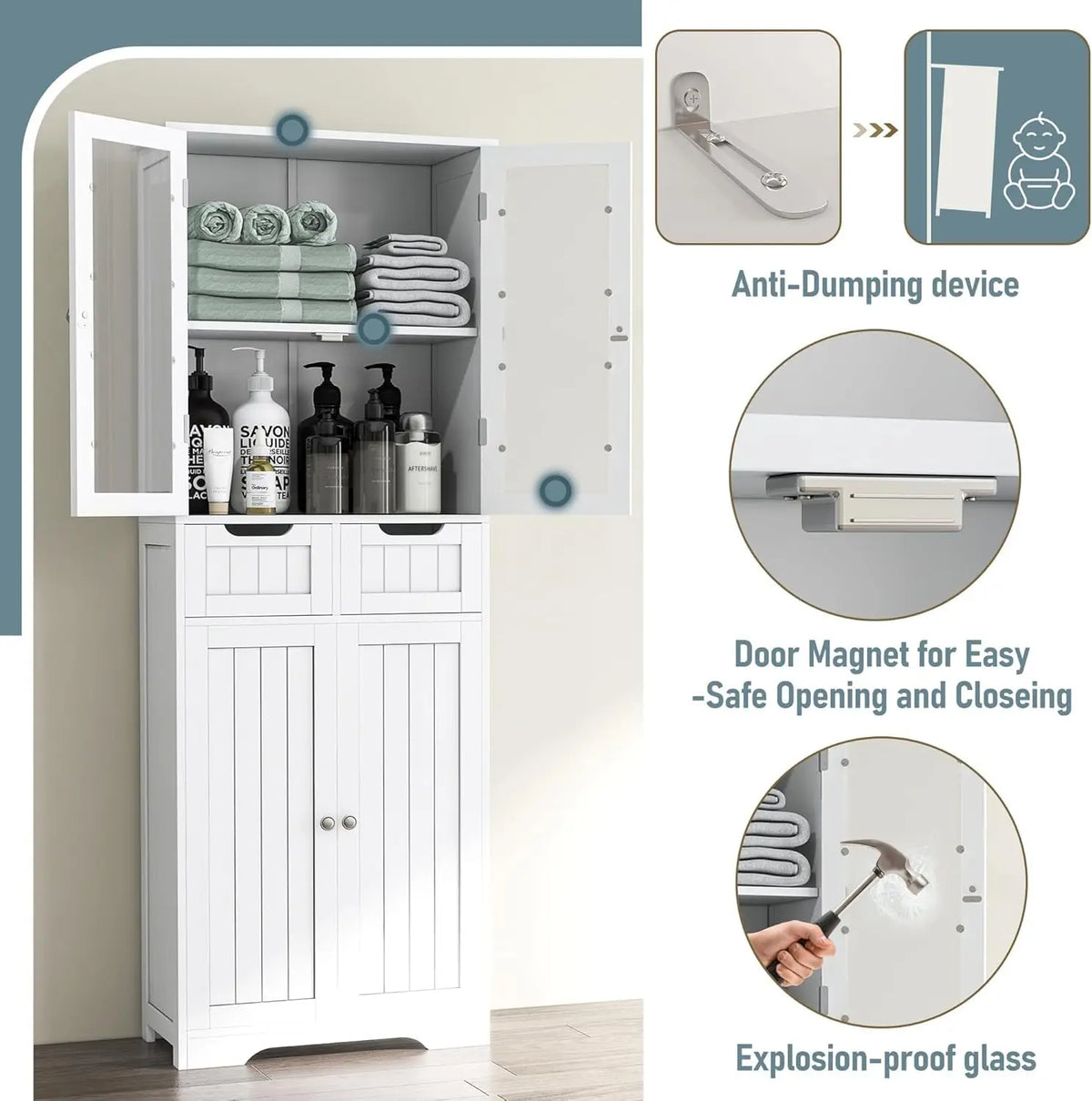67-Inch Freestanding Bathroom Storage Cabinet – alternate view