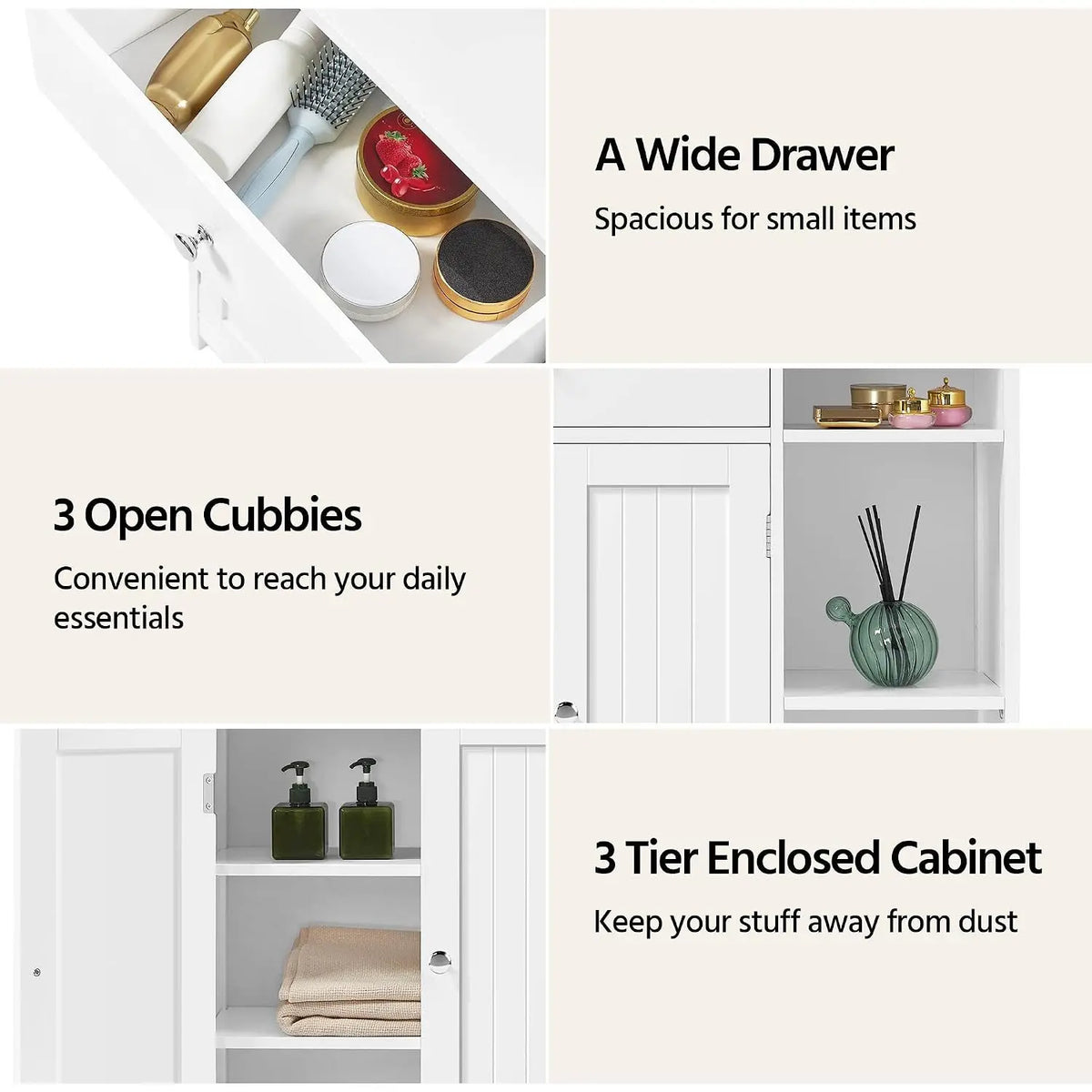 Freestanding Bathroom Cabinet with Drawer – alternate view