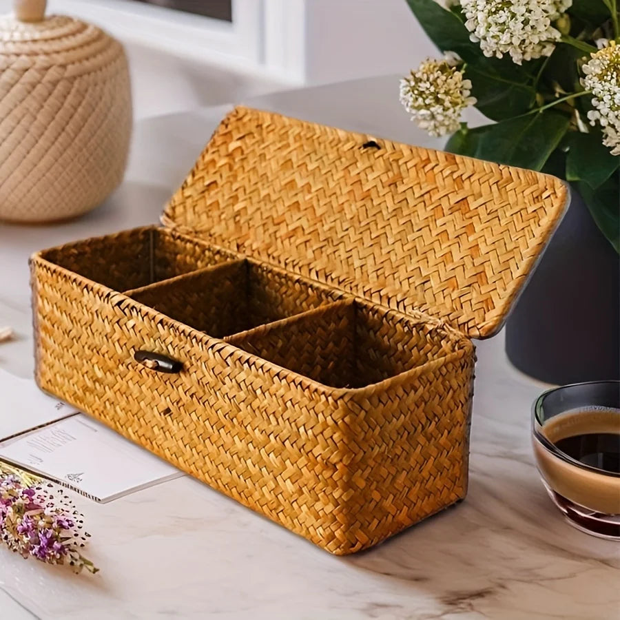 Handwoven Rectangular Storage Basket