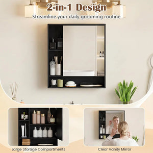 Mirrored Bathroom Wall Cabinet with Open Shelves – alternate view