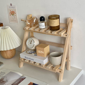 Ins Wooden Double Layer Kitchen Shelf Home Storage Organization – alternate view