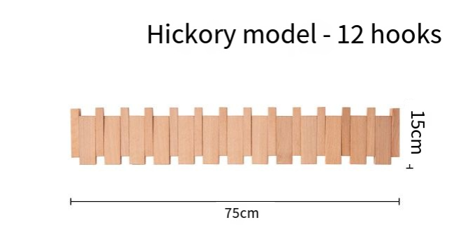 Piano-Key Folding Wall Coat Rack – Black Walnut 6 Hooks