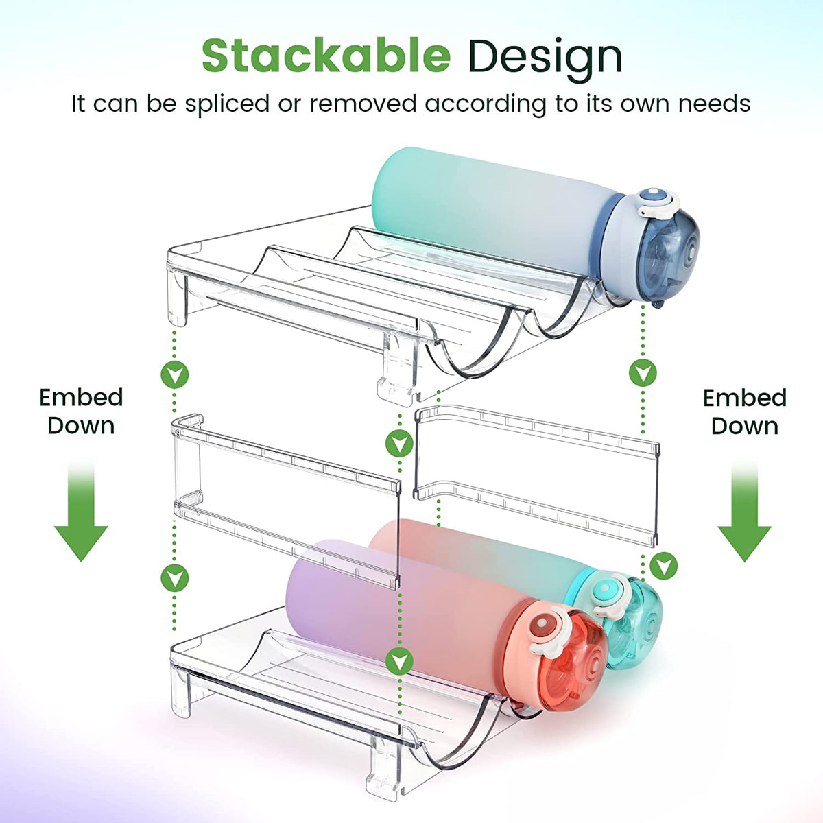 Maximize Your Space with Our Stackable Water Bottle Organizer – 2 Pack! Perfect for Cabinets!
