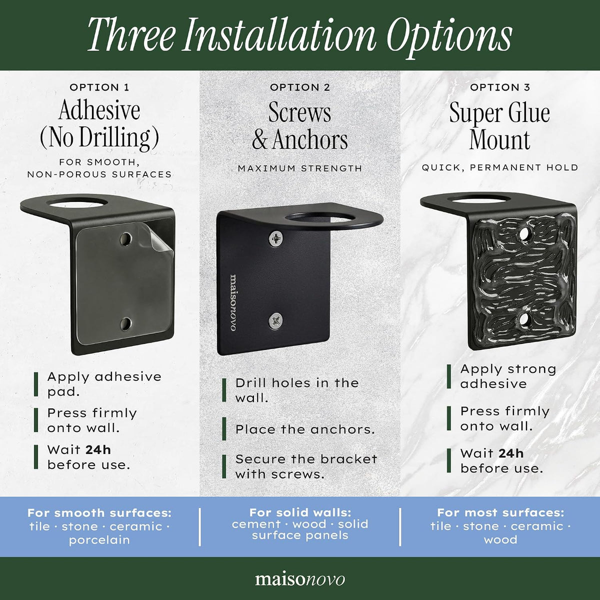 Black Wall-Mounted Shower Dispenser Set – 3 Refillable Bottles