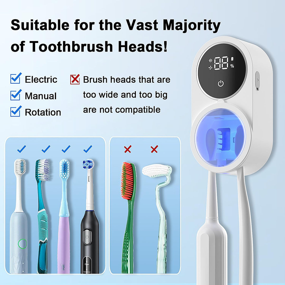 Rechargeable Sensor Toothbrush & Razor Holder with Drying Function