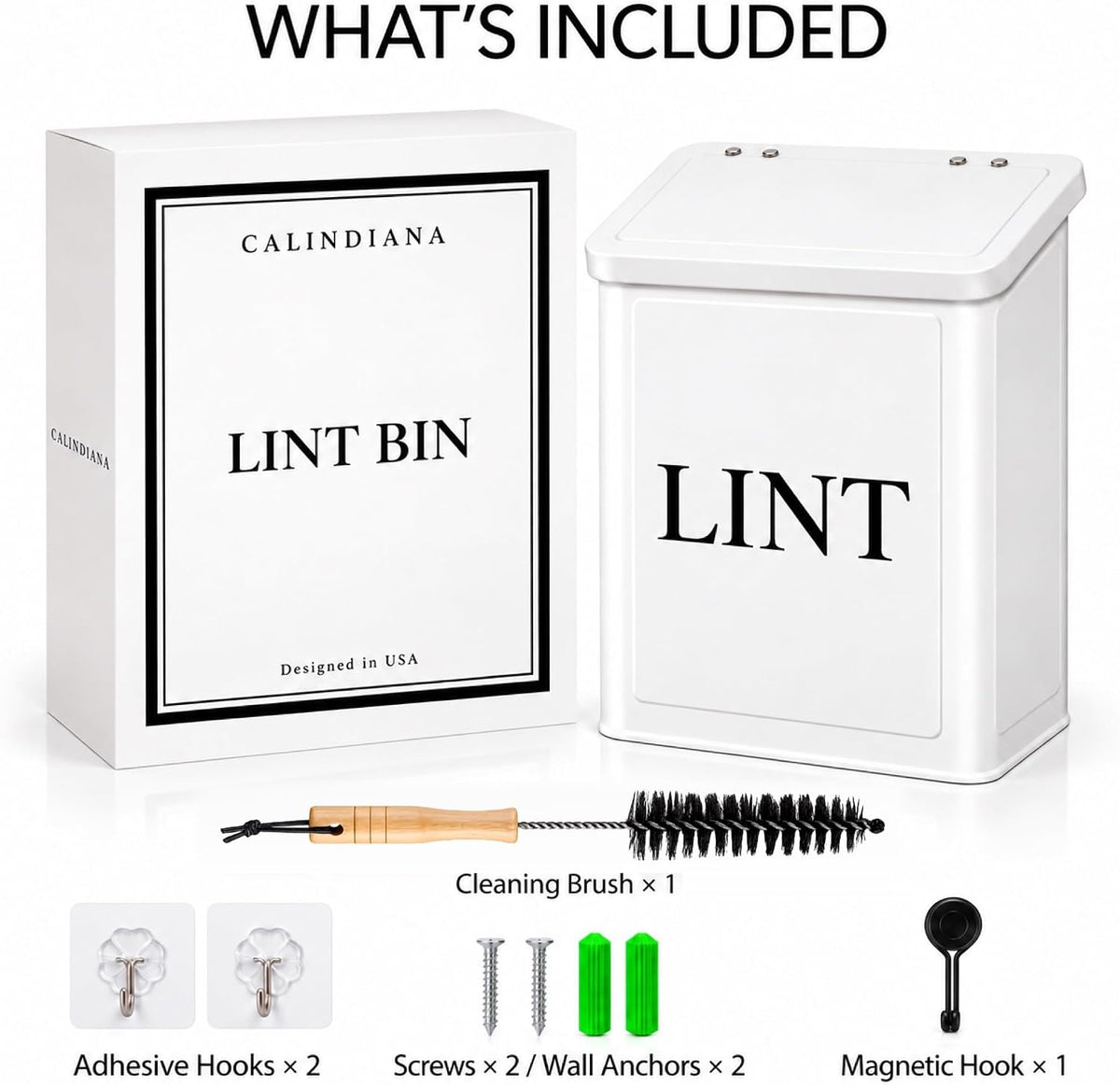 Magnetic Metal Lint Bin with Lid – Laundry Room Organizer