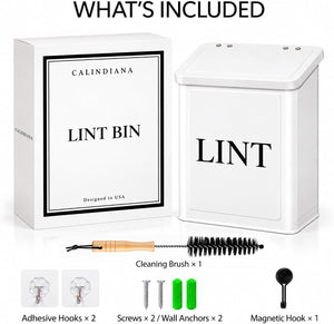 Magnetic Metal Lint Bin with Lid – Laundry Room Organizer