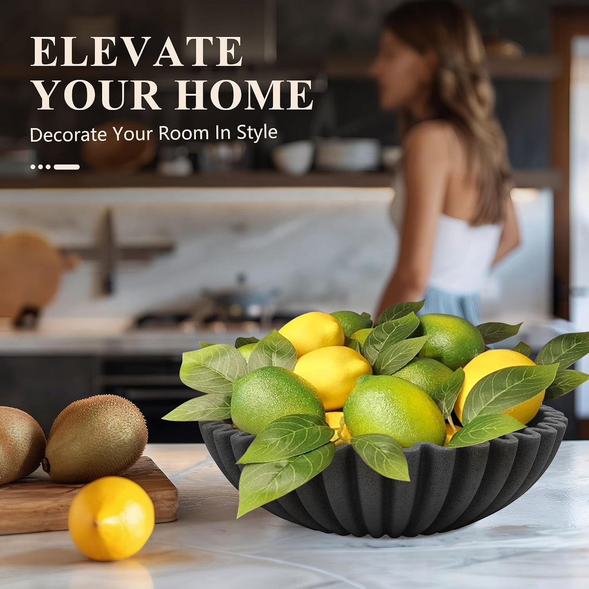 Black Ruffle Decorative Bowl – Artificial Stone
