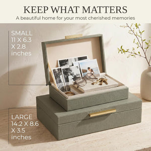 Sage Green Decorative Storage Boxes with Lids – Set of 2