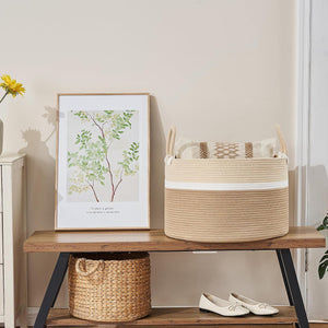 Extra-Large Cotton Rope Blanket Basket with Handles