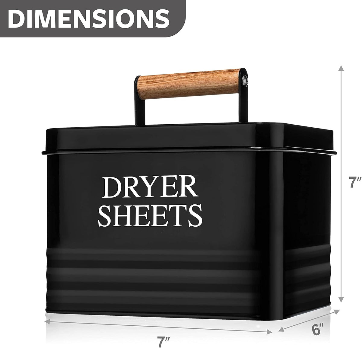 Black Metal Dryer Sheet Holder with Wood Handle
