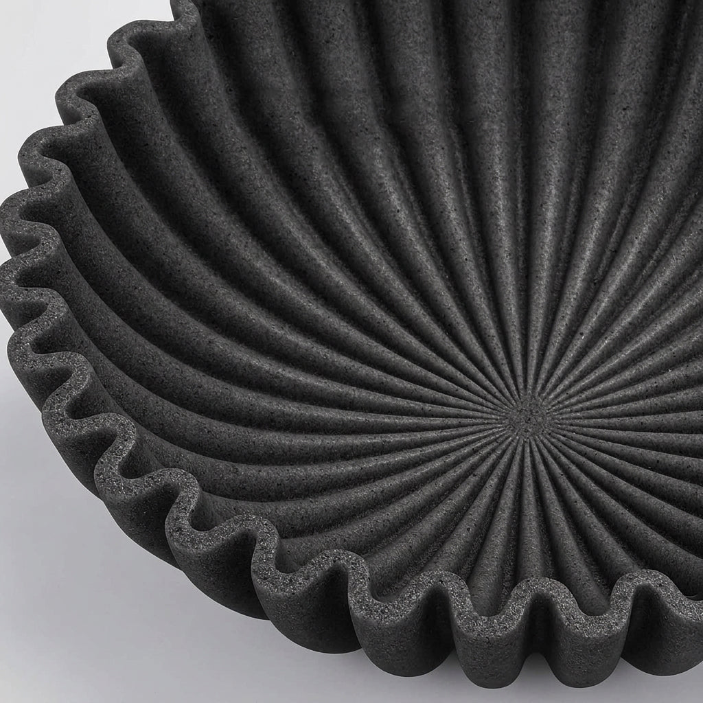 Black Ruffle Decorative Bowl – Artificial Stone