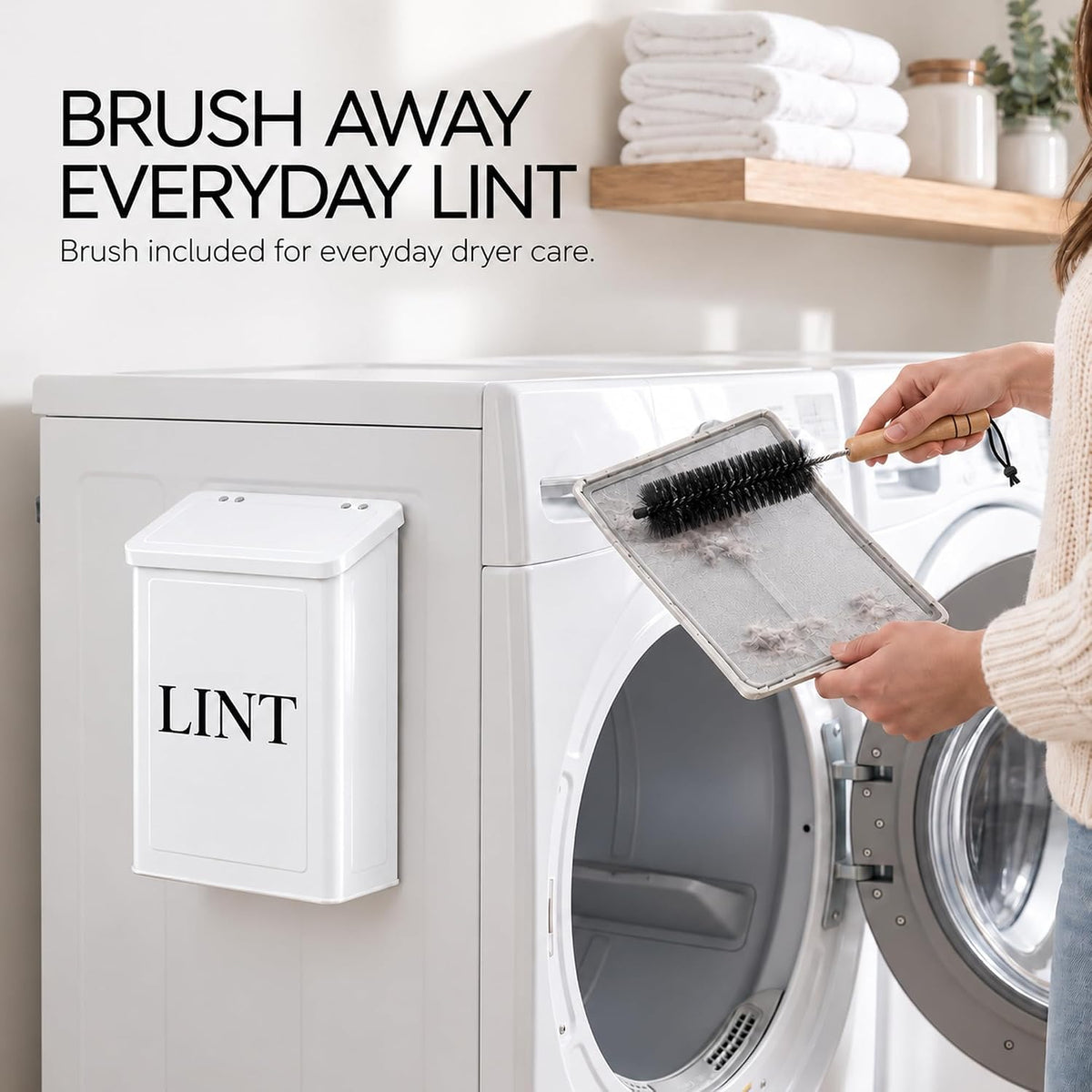 Magnetic Metal Lint Bin with Lid – Laundry Room Organizer